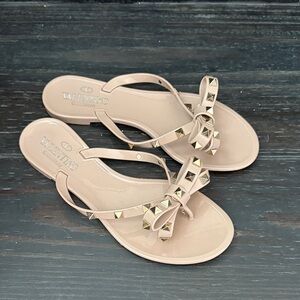 Valentino Women's Beige Sandals with Gold Accents